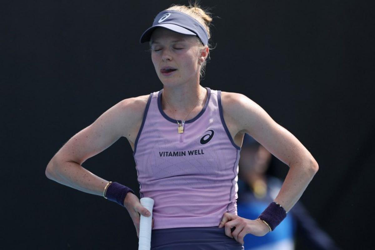 Britain's Harriet Dart reacts after losing a point against Croatia's Jana Fett during their women's singles match on day two of the Australian Open tennis tournament in Melbourne on January 13, 2025. Adrian Dennis / AFP