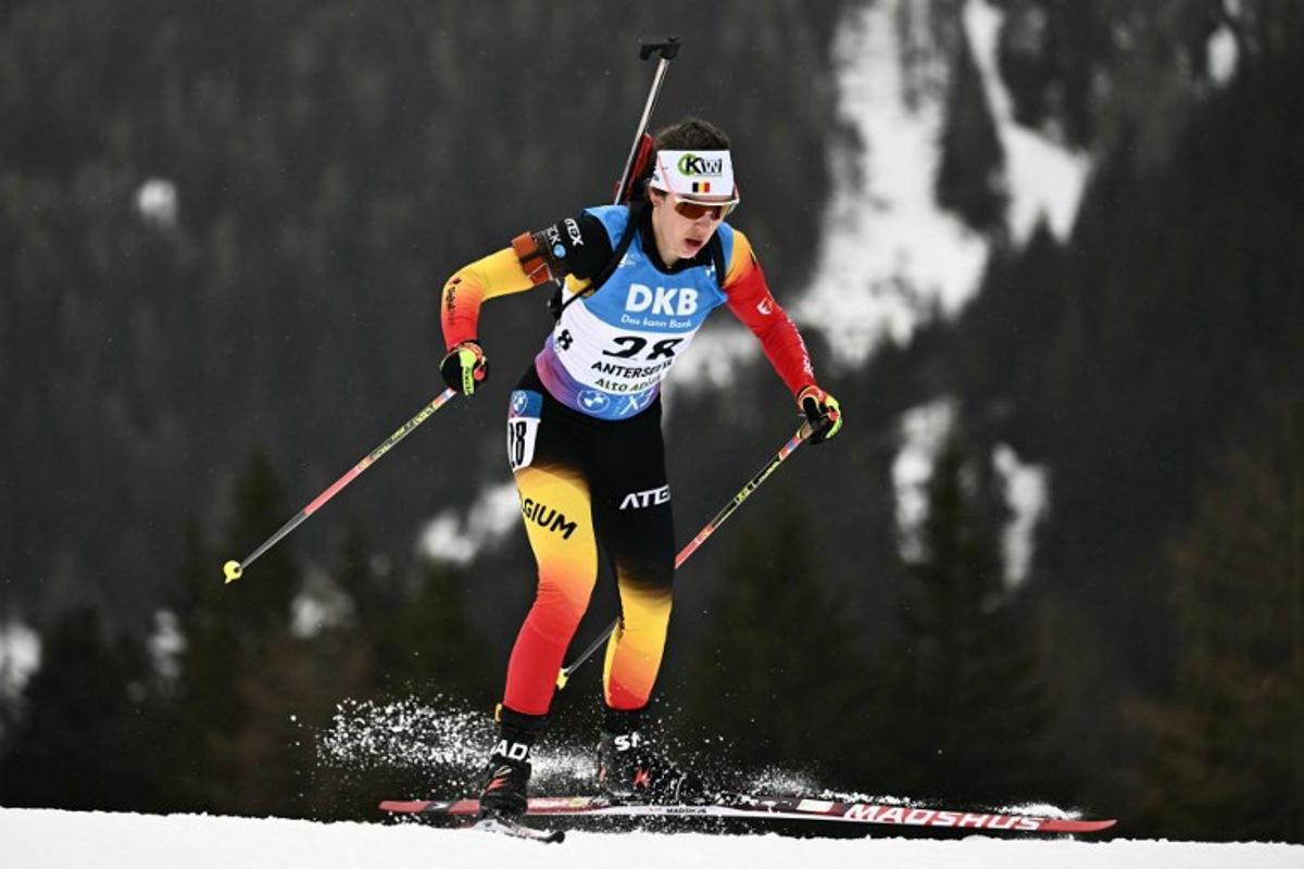 Belgium's Lotte Lie competes in the women's 7.5km sprint event of the IBU Biathlon World Cup in Antholz-Anterselva, Italy, on January 23, 2025. Marco BERTORELLO / AFP