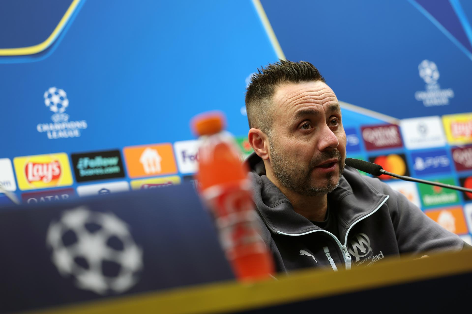 Marseille's head coach Roberto De Zerbi pictured during a press conference of French soccer team Olympique de Marseille, on Tuesday 27 January 2026 in Brugge. The team is preparing for tomorrow's game against Belgian Club Brugge KV, on day eight of the League phase of the UEFA Champions League tournament. BELGA PHOTO KURT DESPLENTER