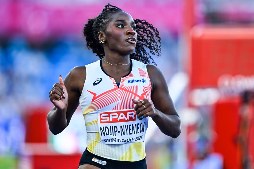 Belgian Yania Ndjip-Nyemeck pictured after the semi-finals of the women's 100m Hurdles race at the European Athletics Championships (August 10-18) in Birmingham, United Kingdom, on Monday 10 August 2026. BELGA PHOTO ERIC LALMAND
