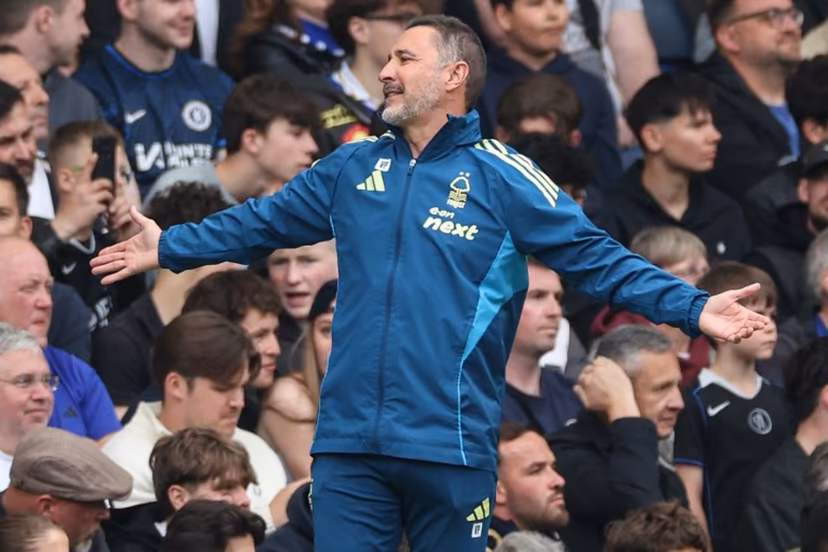 Nottingham Forest's Portuguese head coach Vítor Pereira reacts during the English Premier League football match between Chelsea and Nottingham Forest at Stamford Bridge in London on May 4, 2026. Adrian Dennis / AFP