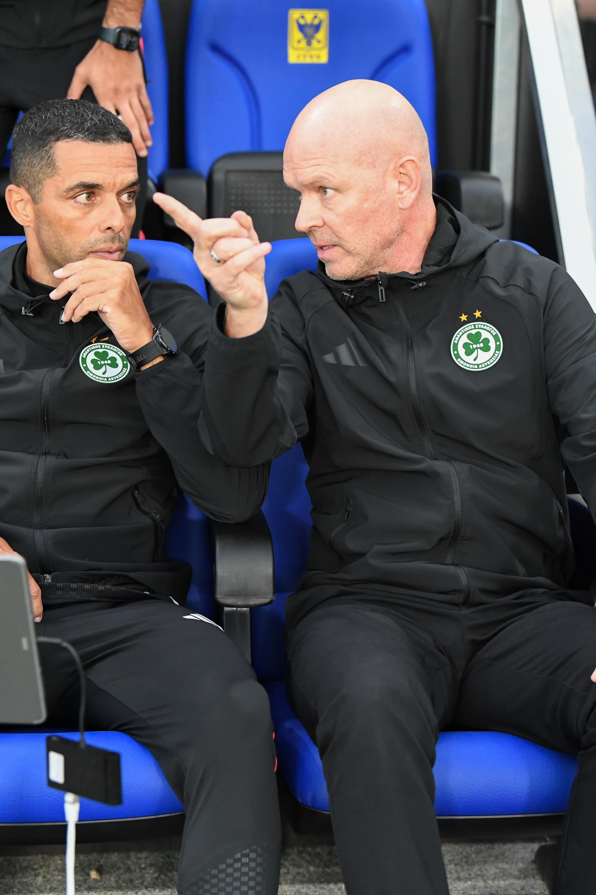 Omonoia's head coach Henning Berg pictured before a soccer game between Belgian Sint-Truidense V.V. and Cypriot AC Omonoia Nicosia, Thursday 20 August 2026 in Sint-Truiden, the first leg of the play-off round for the UEFA Europa League league phase. BELGA PHOTO JILL DELSAUX