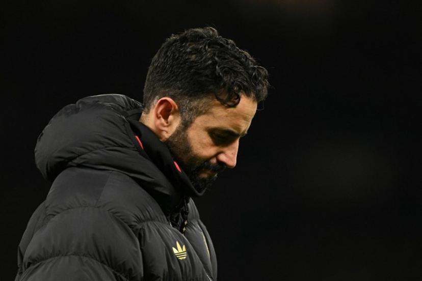 Manchester United's Portuguese head coach Ruben Amorim reacts at the end of the English Premier League football match between Manchester United and Wolverhampton Wanderers at Old Trafford in Manchester, north west England, on December 30, 2025. Oli SCARFF / AFP
