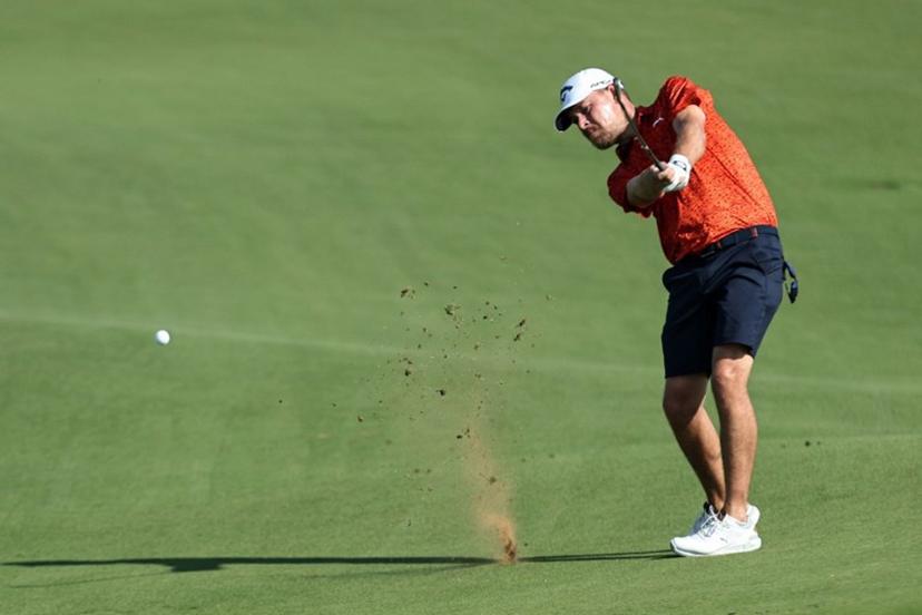 Denmark's Jeff Winther plays on the 9th hole during the final round of the DP World Tour Championship golf tournament in Abu Dhabi on November 10, 2024. FADEL SENNA / AFP
