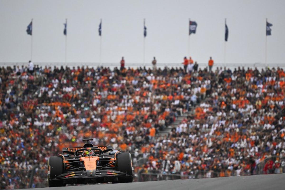 McLaren's Australian driver Oscar Piastri leads during the Formula One Dutch Grand Prix at The Circuit Zandvoort, western Netherlands, on August 31, 2025. JOHN THYS / AFP
