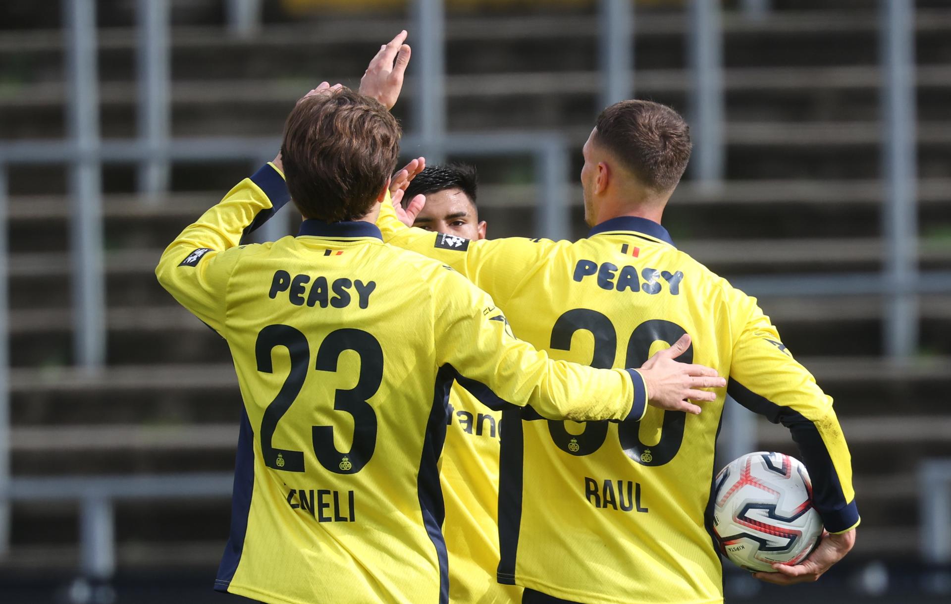 Union's Raul Florucz celebrates after scoring during a soccer match between third division club Royale Union Saint-Gilloise and KFC Nijlen (amateur division 2), Sunday 18 October 2026 in Brussels, in the 1/16 final of the Croky Cup Belgian cup competition. BELGA PHOTO VIRGINIE LEFOUR