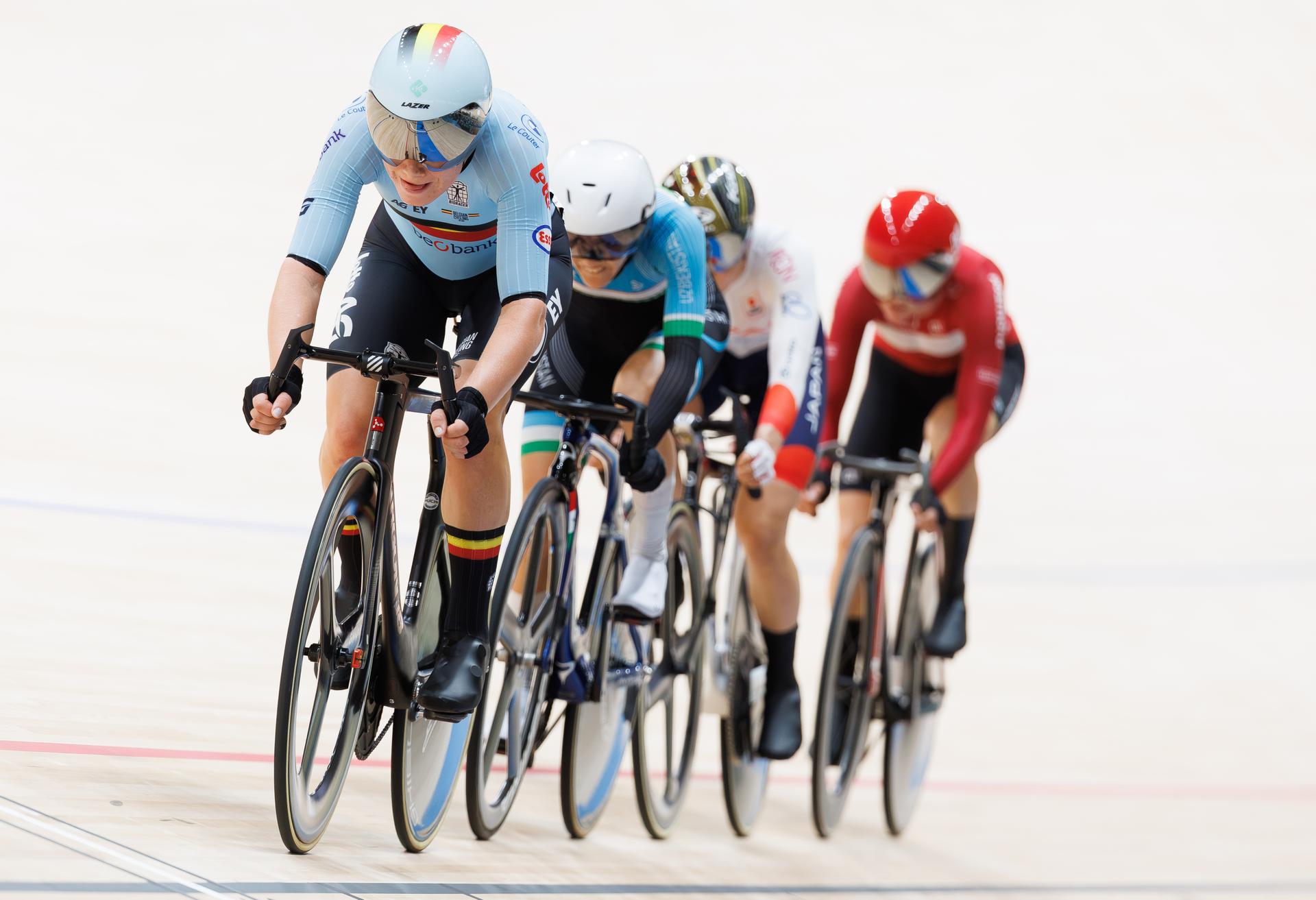 Belgian Lotte Kopecky pictured during the Points Race of the Women's Omnium event at the UCI Track Cycling World Championships in Shanghai, China on Friday 16 October 2026. The worlds are taking place from 14 to 18 October 2026. BELGA PHOTO BENOIT DOPPAGNE