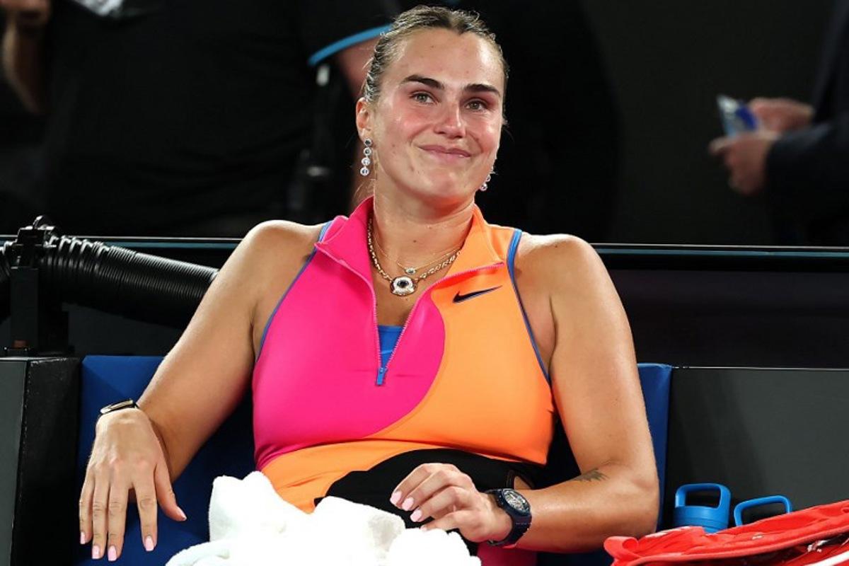 Belarus' Aryna Sabalenka reacts after her defeat against Kazakhstan's Elena Rybakina during their women's singles final match on day fourteen of the Australian Open tennis tournament in Melbourne on January 31, 2026. Martin KEEP / AFP
