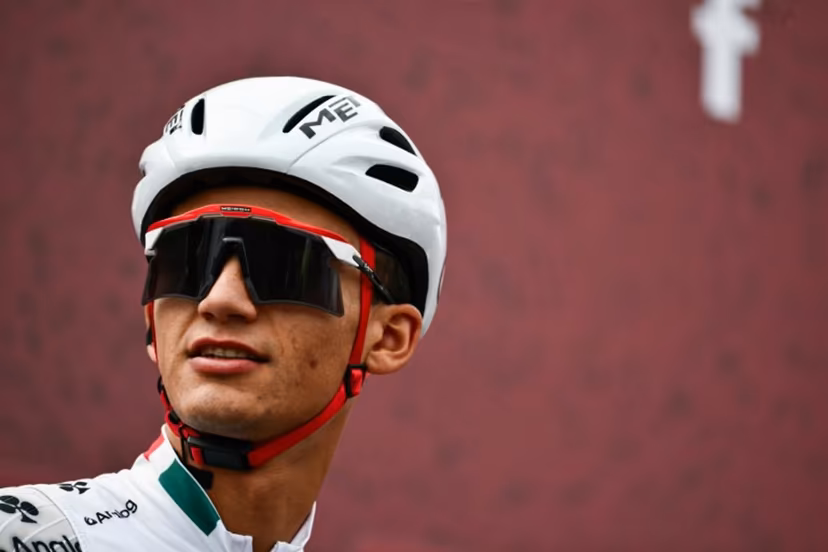 UAE Team Emirates's Mexican Isaac Del Toro Romero looks on ahead of the 20th one-day classic 'Strade Bianche' (White Roads) men's cycling race between Siena and Siena in Tuscany on March 7, 2026. Marco BERTORELLO / AFP