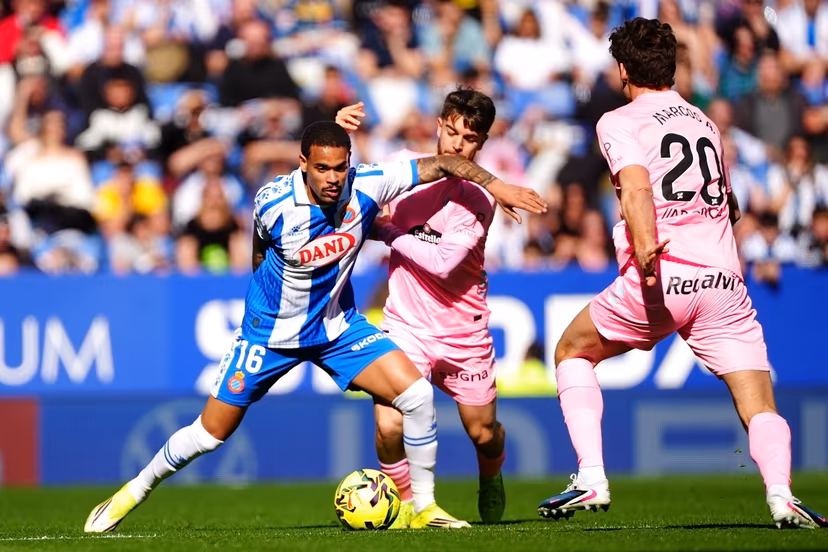 Belgian Cyril Ngonge of Espanyol pictured in action during the soccer game between RCD Espanyol and RC Celta Vigo in Barcelona, Spain on Saturday 14 February 2026. BELGA PHOTO JOMA GISBERT