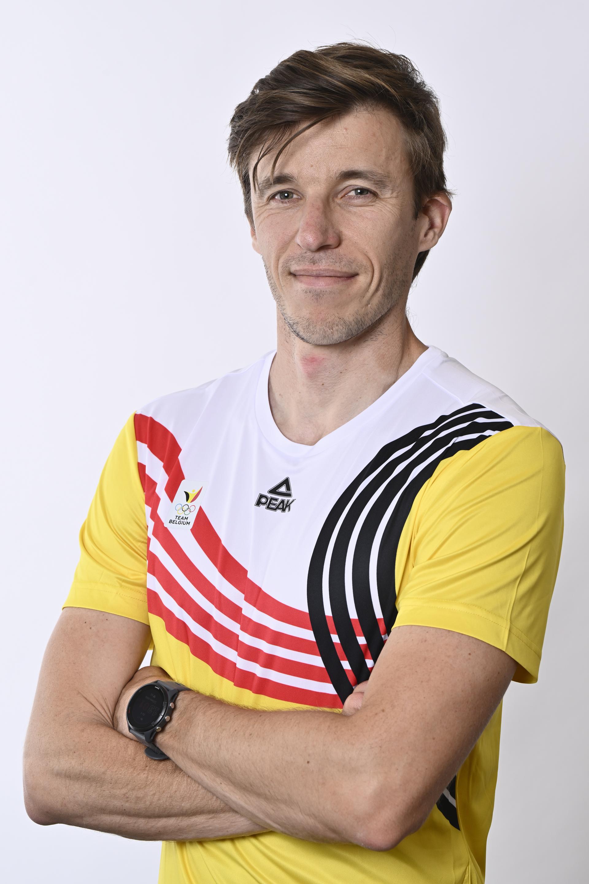 Belgian coach Koen Bellemans poses for the photographer during a photoshoot for the Belgian Olympic Committee BOIC - COIB ahead of the Paris 2024 Olympic Games, in Brussels, Thursday 04 July 2024. BELGA PHOTO ERIC LALMAND
