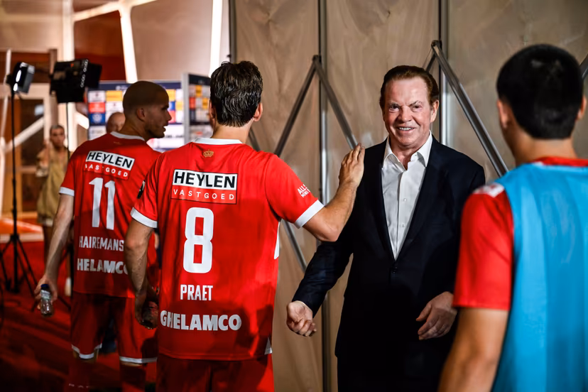 Antwerp's Dennis Praet and Antwerp owner Paul Gheysens pictured after a soccer match between Royal Antwerp FC and KVC Westerlo, Saturday 23 May 2026 in Antwerp, on the last day of the Europe Play-offs (PO2) of the 2025-2026 'Jupiler Pro League' first division of the Belgian championship. BELGA PHOTO TOM GOYVAERTS