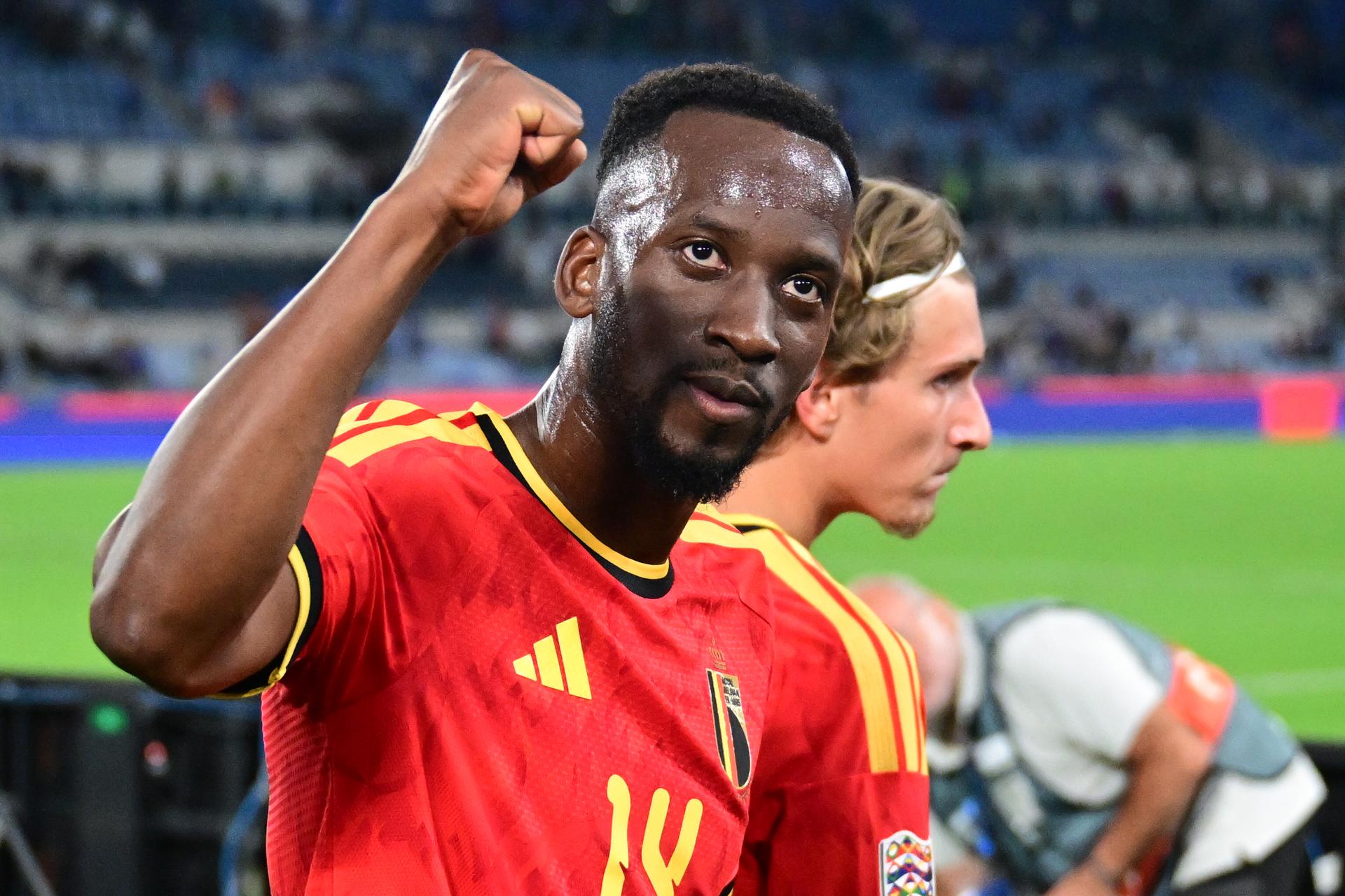 Belgium's Dodi Lukebakio celebrates after a soccer game between the Red Devils, the Belgian national soccer team and Italy for the opening game of the UEFA Nations League, in Rome, on Friday 25 September 2026. BELGA PHOTO DIRK WAEM