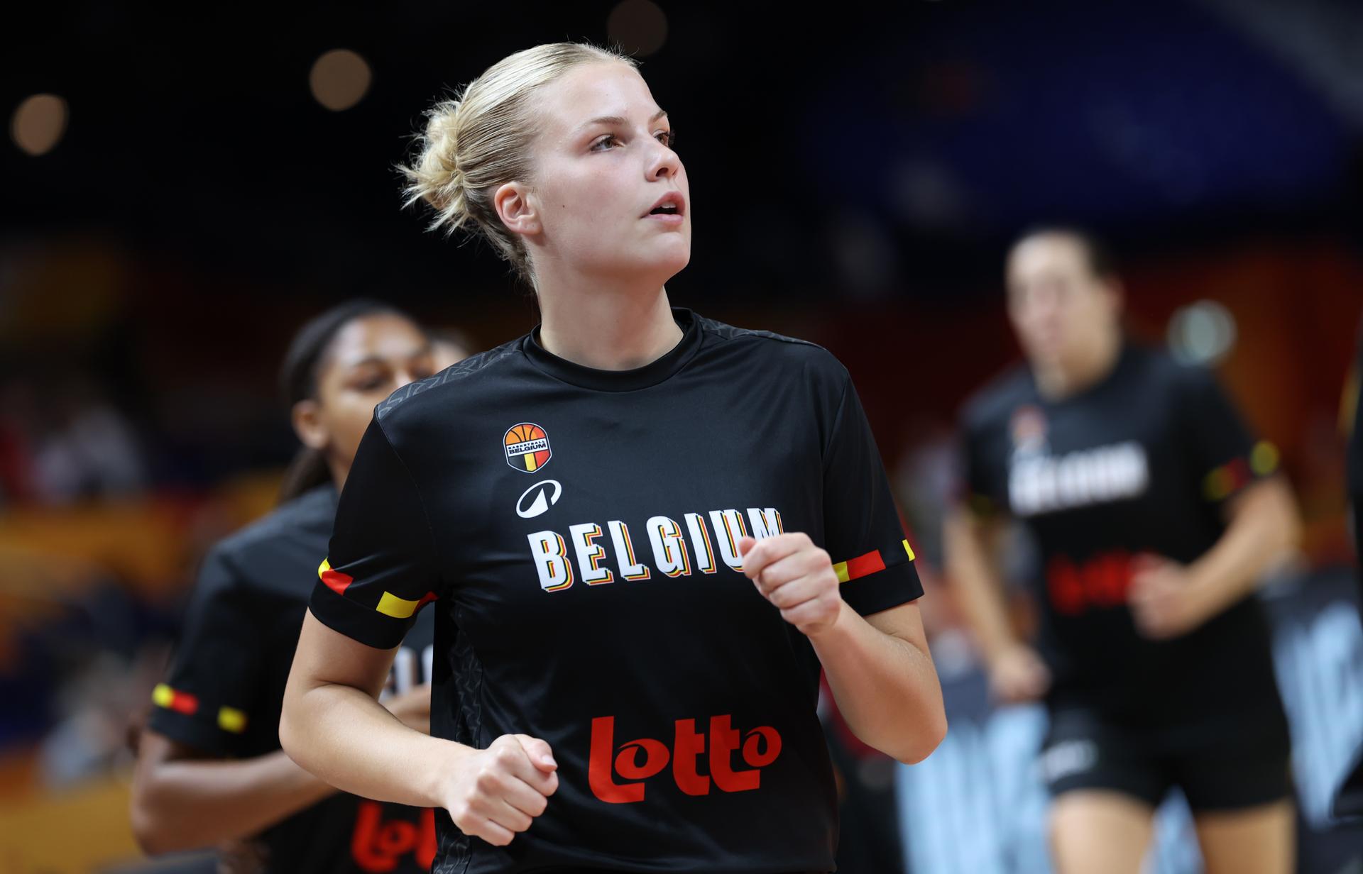 Belgium's Nastja Claessens pictured in action during the warming-up for a game between Belgian national basketball team Belgian Cats and Puerto Rico, game 2 of the group phase at the FIBA Women's Basketball World Cup, on Sunday 6 September 2026, in Berlin, Germany. The FIBA Women's Basketball World Cup takes place in Berlin from 4 to 23 September 2026. BELGA PHOTO VIRGINIE LEFOUR