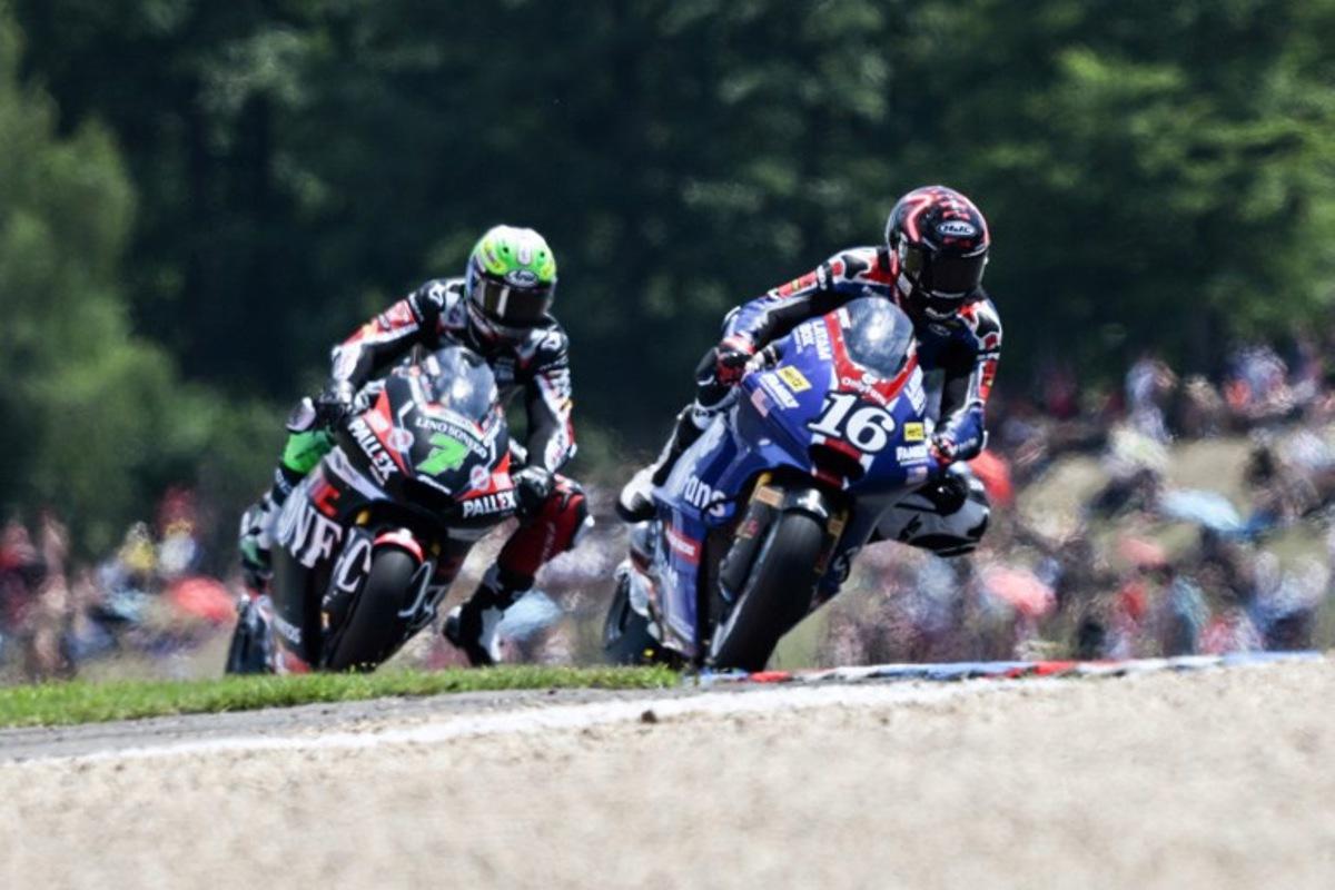 OnlyFans American Racing Moto2 team's US rider Joe Roberts (R) competes ahead of Fantic Racing Moto2 team's Belgian rider Barry Baltus during the Moto 2 Czech Grand Prix at Masaryk circuit in Brno on July 20, 2025. Michal Cizek / AFP