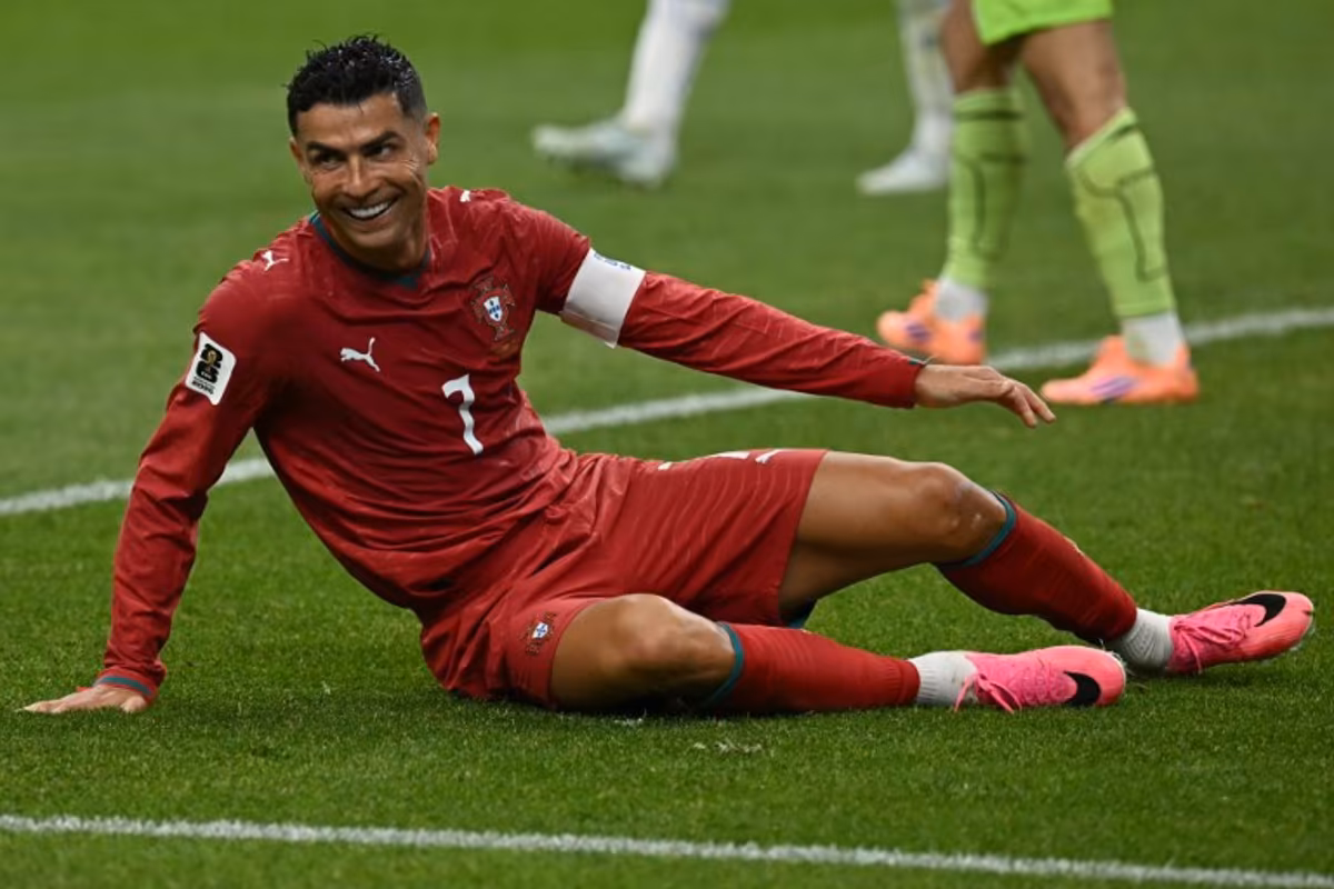 Portugal's forward #07 Cristiano Ronaldo reacts to a missed chance during the 2026 World Cup Group K football match between Portugal and Uzbekistan at the Houston Stadium in Houston on June 23, 2026. Paul ELLIS / AFP