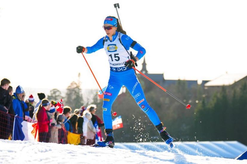 Italy's Lisa Vittozzi compete during the women's 7,5km sprint event of the IBU Biathlon World Cup in Holmenkollen, Oslo on March 19, 2026. Heiko Junge / NTB / AFP