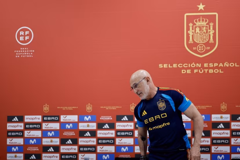 Spain's coach Luis de la Fuente attends a press conference ahead of the friendly football match against Iraq and ahead of the FIFA World Cup 2026 at the Ciudad del Futbol in Las Rozas, outside Madrid, on June 3, 2026. Oscar DEL POZO / AFP
