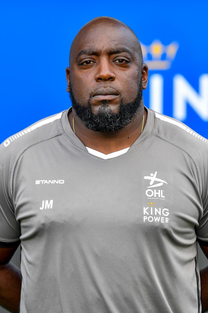 OHL's assistant coach Joachim Mununga poses for the photographer at the 2022-2023 season photoshoot of Belgian Jupiler Pro League club Oud-Heverlee Leuven, Friday 15 July 2022 in Leuven. BELGA PHOTO LUC CLAESSEN