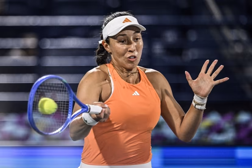 US player Jessica Pegula hits a return to Ukraine's Elina Svitolina during their women's singles final match at the Dubai Duty Free Tennis tournament in Dubai on February 21, 2026. Ryan Lim / AFP