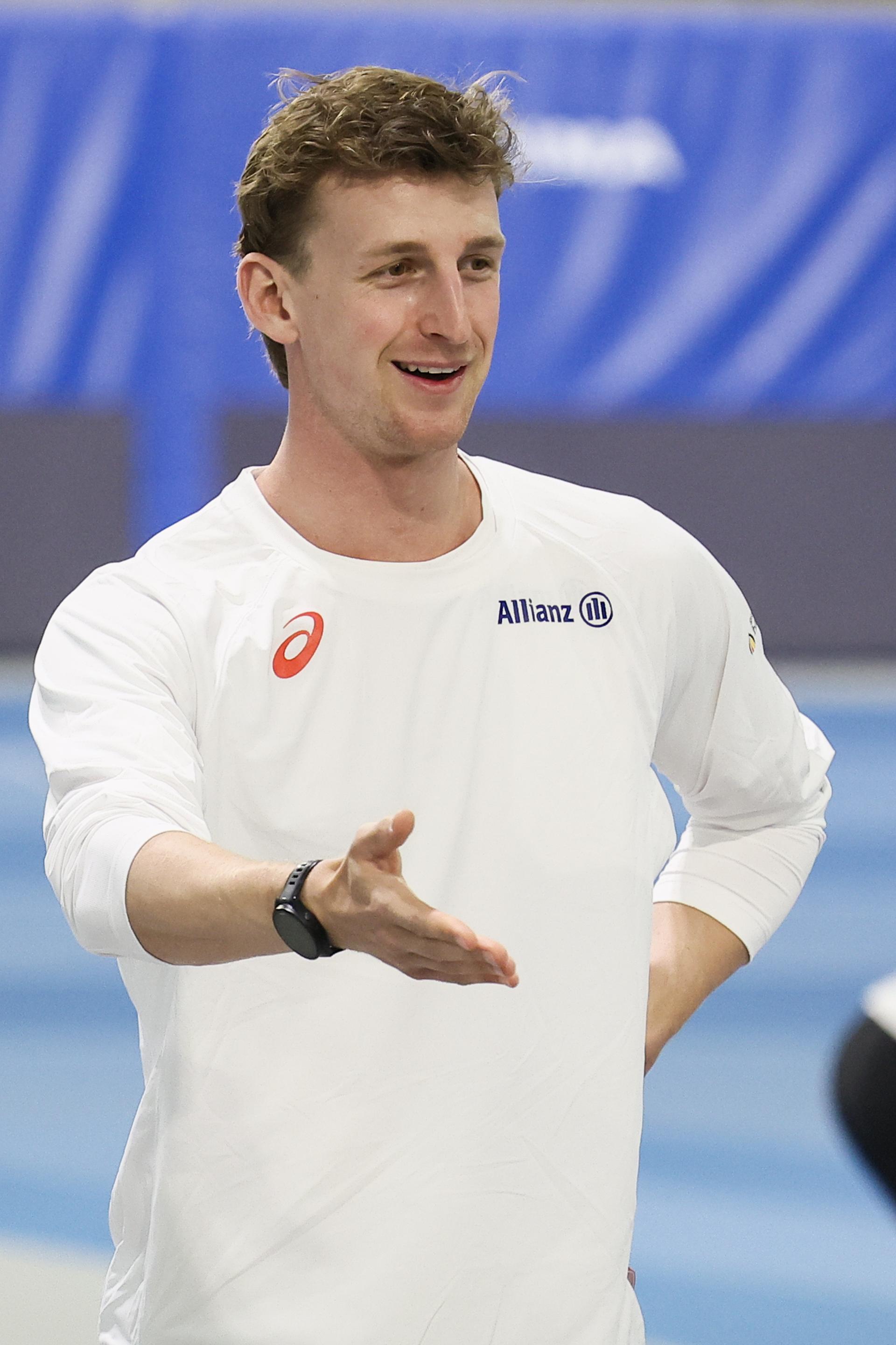 Belgian Alexander Doom pictured during a training session of the men's and mixed 4x400m teams for the World Indoor Athletics Championships, in Louvain-La-Neuve, on Friday 13 March 2026. The World Indoor Athletics Championships take place in Kujawy-Pomorze, Poland from 20 to 22 March. BELGA PHOTO BRUNO FAHY