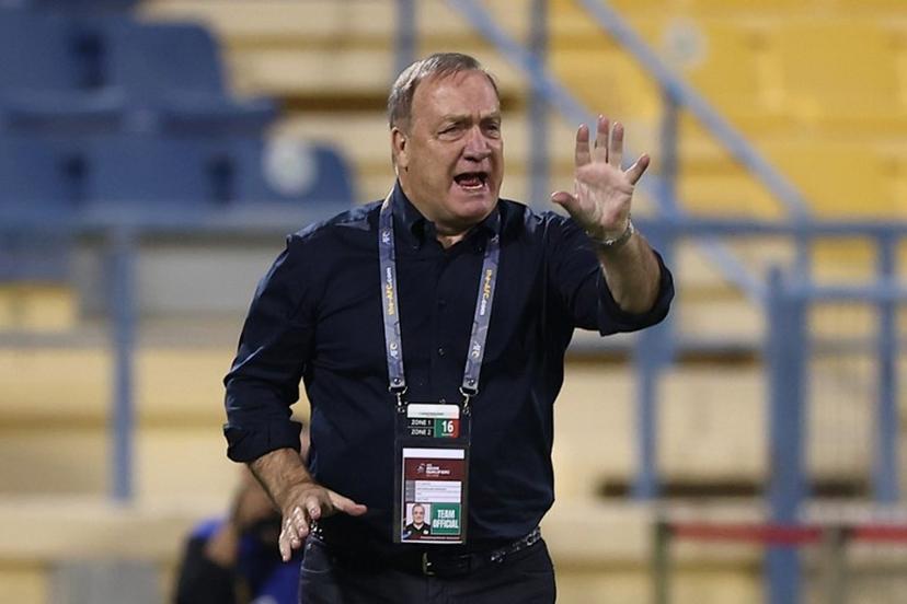 (FILES) Iraq's coach Dick Advocaat speaks to his players during the 2022 Qatar World Cup Asian Qualifiers football match between Iraq and South Korea, at the Thani Bin Jassim Stadium in the Qatari capital Doha, on November 16, 2021. Veteran Dutch coach Dick Advocaat, who led Curacao to World Cup qualification, will return as coach for the tournament after his successor Fred Rutten resigned, the federation told AFP on May 12, 2026. KARIM JAAFAR / AFP
