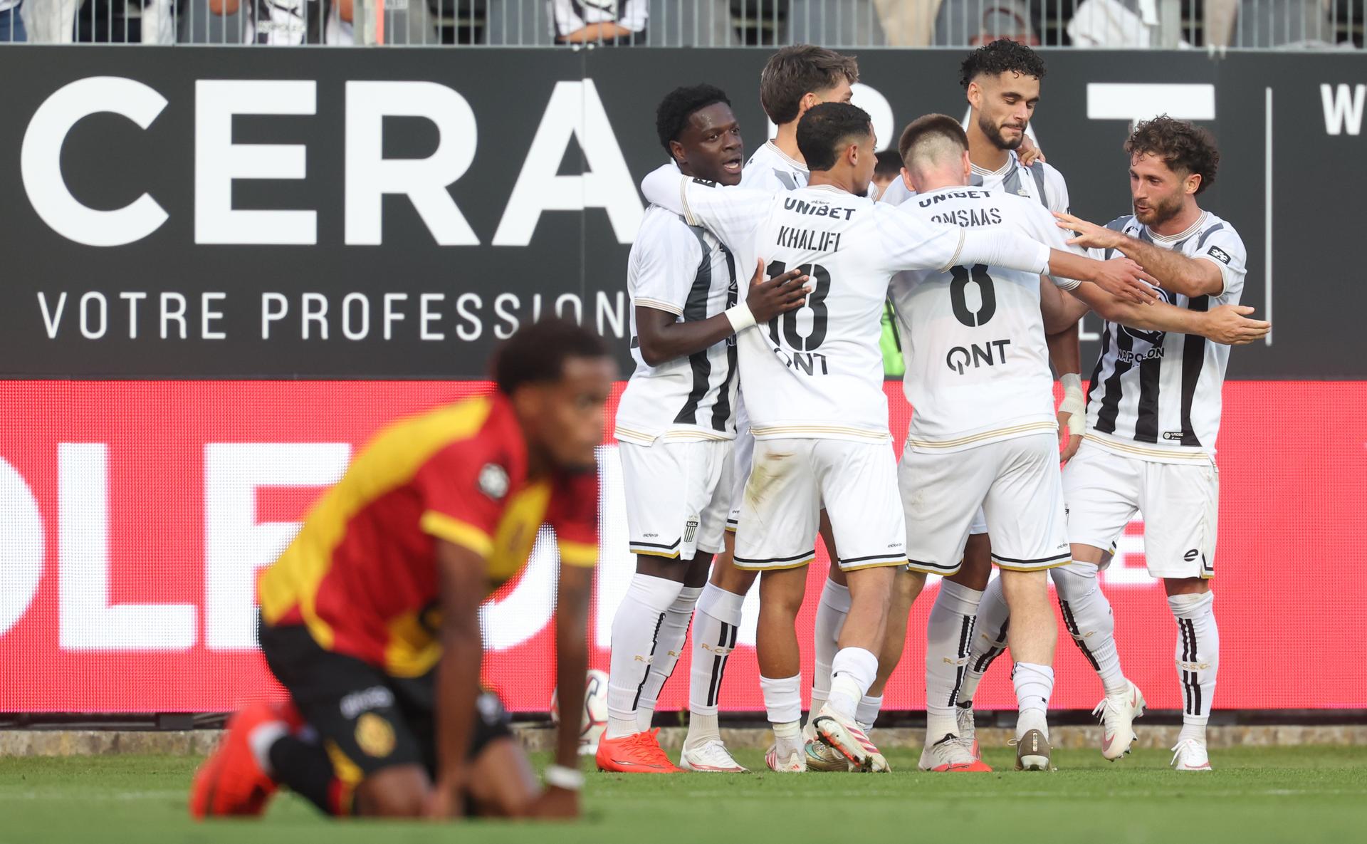Charleroi's Kevin Van Den Kerkhof celebrates after scoring during a soccer match between Sporting Charleroi and KV Mechelen, Saturday 22 August 2026 in Charleroi, on day 3 of the 2026-2027 'Jupiler Pro League' first division of the Belgian championship. BELGA PHOTO VIRGINIE LEFOUR