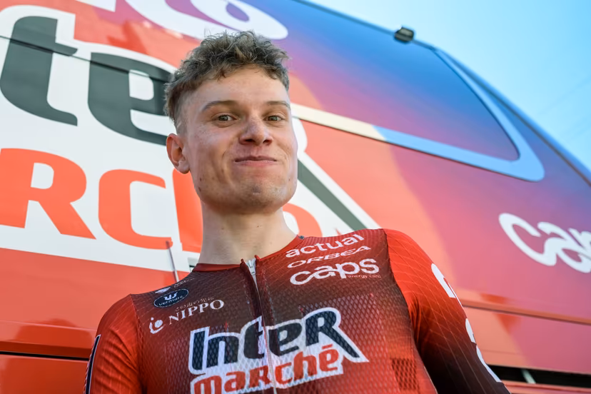 Belgian Lennert Van Eetvelt of Lotto-Intermarche pictured during a press conference ahead of the 2026 Tour de France cycling race, Friday 03 July 2026, in Barcelona, Spain. The 113th edition of the Tour de France starts on Saturday 4 July in Barcelona, Spain, and will finish in Paris, France on the 26th of July. BELGA PHOTO DAVID PINTENS