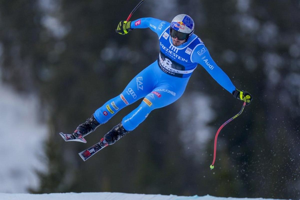 Italy's Dominik Paris competes during training session of the men's FIS Ski World Cup downhill event in Kvitfjell, near Lillehammer, Norway on March 20, 2026. Cornelius Poppe / NTB / AFP