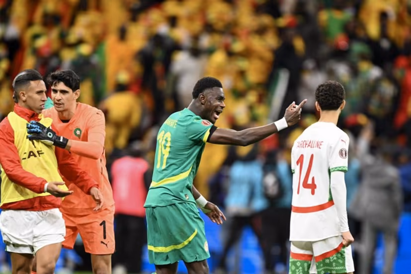 Senegal's defender #19 Moussa Niakhate reacts during the Africa Cup of Nations (CAN) final football match between Senegal and Morocco at the Prince Moulay Abdellah Stadium in Rabat on January 18, 2026. SEBASTIEN BOZON / AFP