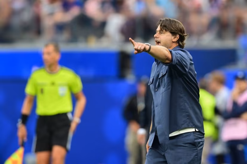 US Argentine head coach Mauricio Pochettino gestures during the 2026 World Cup Group D football match between USA and Paraguay at the Los Angeles Stadium in Inglewood on June 12, 2026. Frederic J. BROWN / AFP