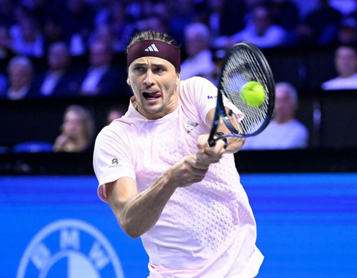 Germany's Alexander Zverev plays the ball to Netherland's Tallon Griekspoor (not pictured) at the Erste Bank Open 2026 ATP 500 tennis tournament in Vienna, Austria, on October 29, 2026. HELMUT FOHRINGER / APA / AFP