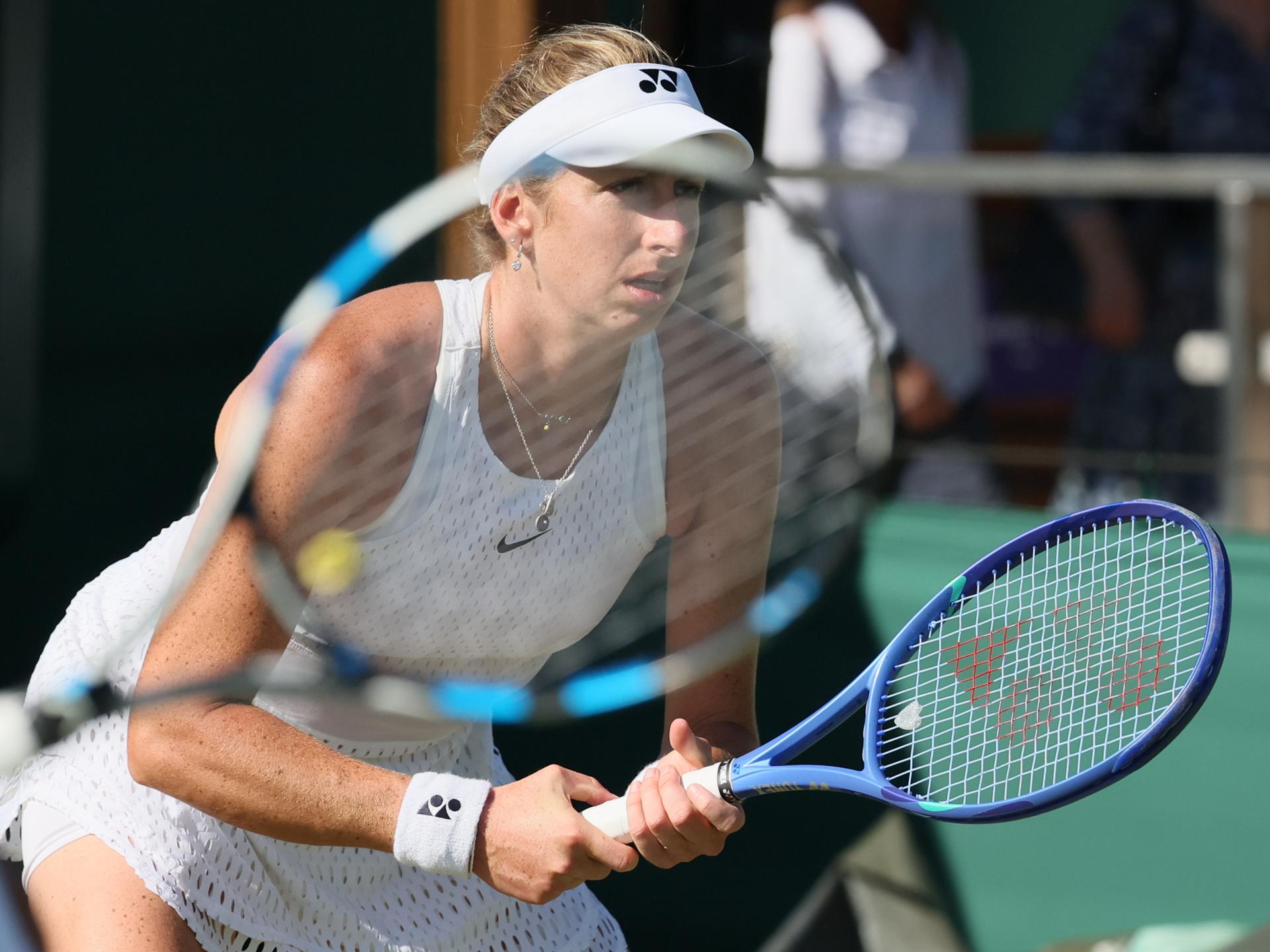 Belgian Magali Kempen pictured during a first round game between Belgian-/ pair Kempen-Panova and US-Polish pair Jovic-Linette in the Women's doubles at the Wimbledon grand slam tennis tournament in London, Britain, Thursday 02 July 2026. BELGA PHOTO BENOIT DOPPAGNE