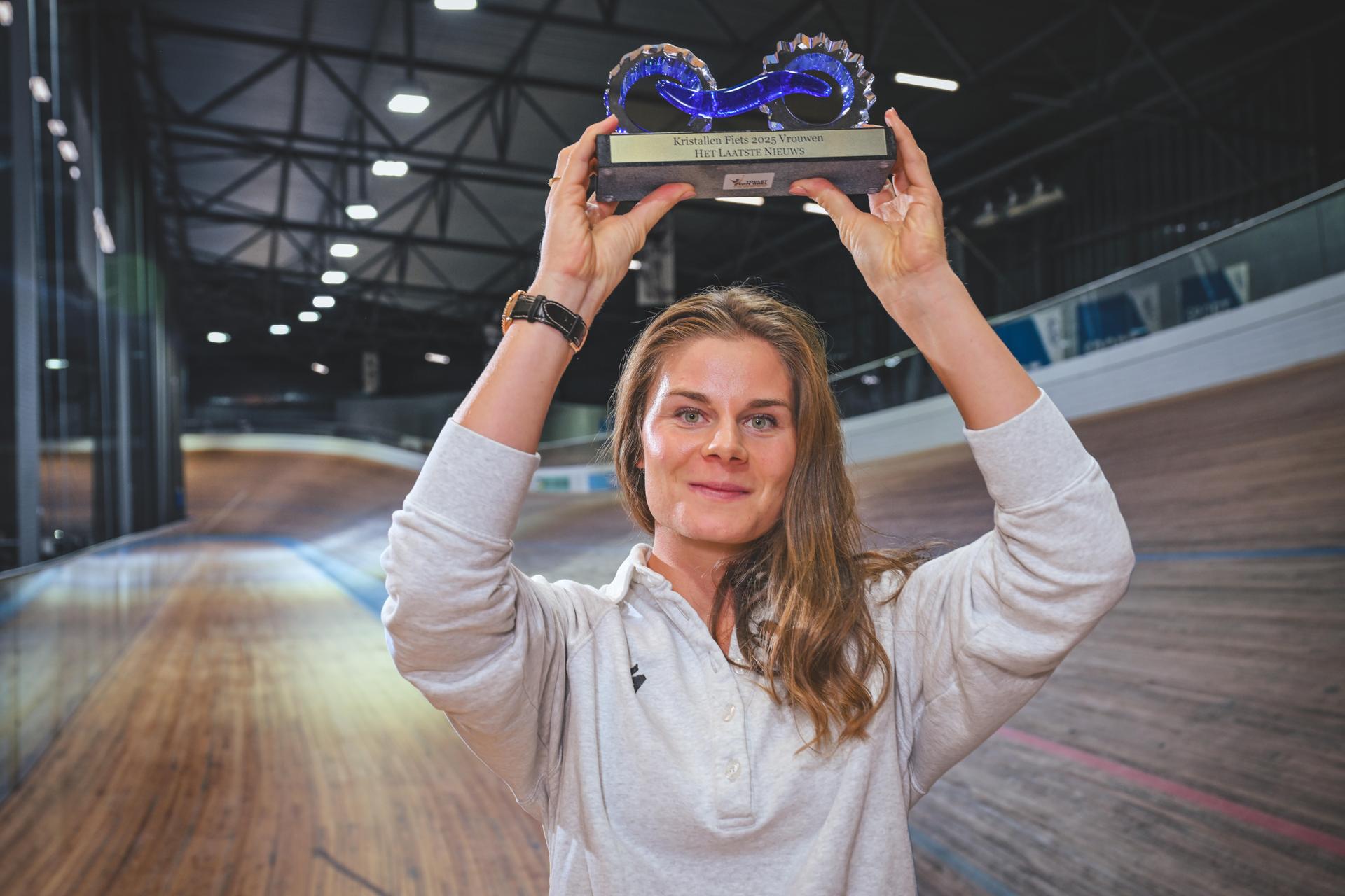 ATTENTION EDITORS - HAND OUT PICTURE - EDITORIAL USE ONLY - MANDATORY CREDIT 'DPG MEDIA' Undated handout picture shows Belgian Lotte Kopecky, winner of the 'Kristallen Fiets' (Crystal Bike - Velo de Cristal) for best female cyclist for the 2025 cycling season, organized by Flemish newspaper Het Laatste Nieuws, Thursday 20 November 2025. Belga and Belga editorial board decline all responsability regarding the content of this picture. PHOTO HANDOUT - DPG MEDIA