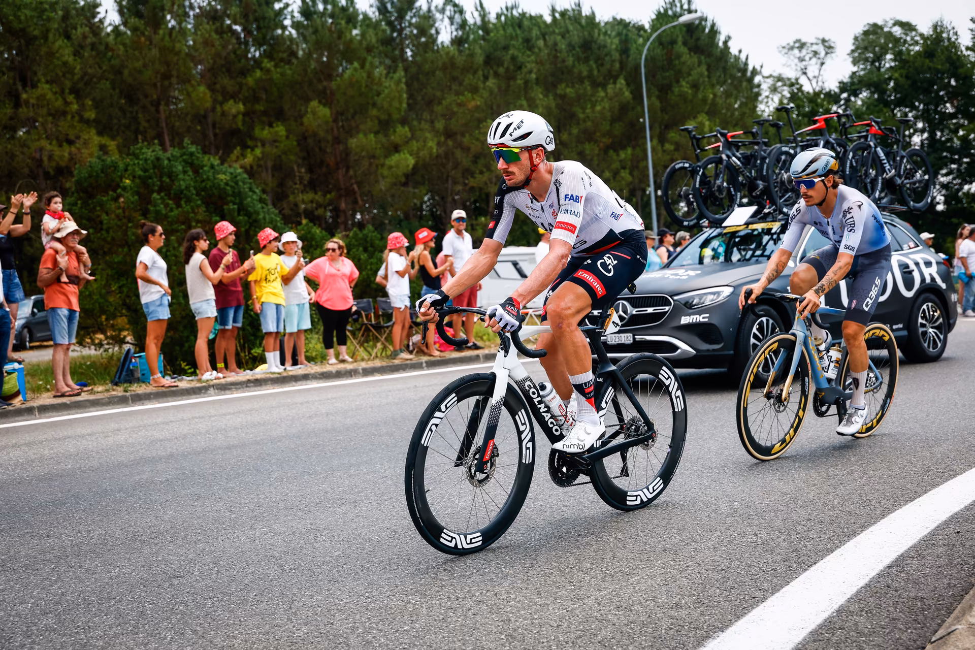 American Brandon McNulty of UAE Team Emirates XRG pictured in action during stage 7 of the 2026 Tour de France cycling race, 175km from Hagetmau to Bordeaux, on Friday 10 July 2026. The 113th edition of the Tour de France starts on Saturday 4 July in Barcelona, Spain, and will finish in Paris, France on the 26th of July. BELGA PHOTO POOL LUCA BETTINI