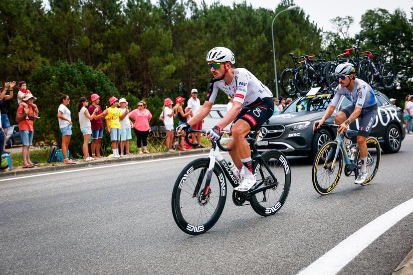 American Brandon McNulty of UAE Team Emirates XRG pictured in action during stage 7 of the 2026 Tour de France cycling race, 175km from Hagetmau to Bordeaux, on Friday 10 July 2026. The 113th edition of the Tour de France starts on Saturday 4 July in Barcelona, Spain, and will finish in Paris, France on the 26th of July. BELGA PHOTO POOL LUCA BETTINI