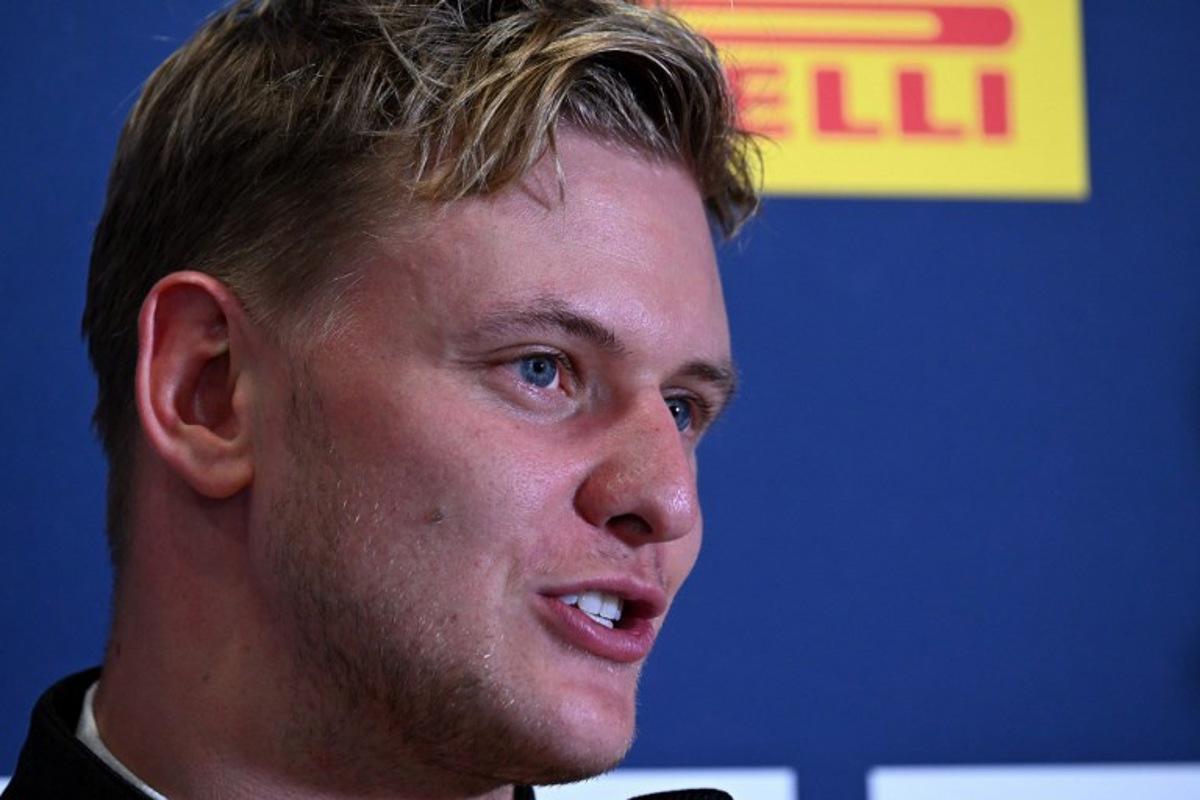 Former F1 driver and current WEC driver Mick Schumacher speaks during a press conference at Accor Stadium in Sydney on March 6, 2025, ahead of the Race of Champions Nations Cup. Saeed KHAN / AFP