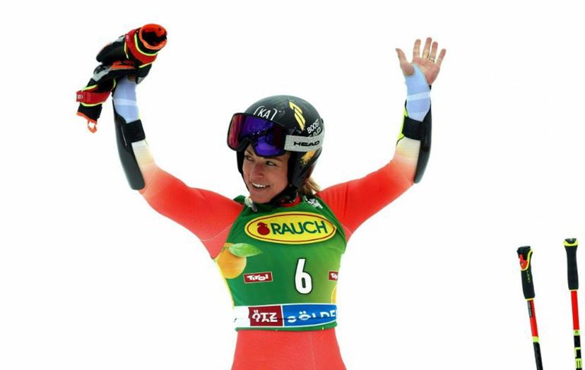 Switzerland's Lara Gut-Behrami reacts after the second run of the women's giant slalom event of the FIS Alpine Skiing World Cup in Soelden, Austria on October 25, 2025. Johann GRODER / EXPA / APA / AFP