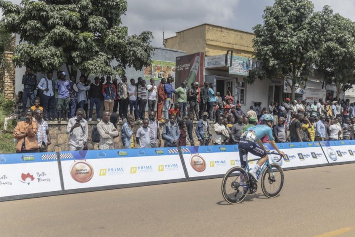 Astana Qazaqstan Development Team's Kazakhstani rider Alexandre Vinokurov is seen moments before the beginning the third stage of the 16th Tour du Rwanda in Huye on February 20, 2024. Guillem Sartorio / AFP