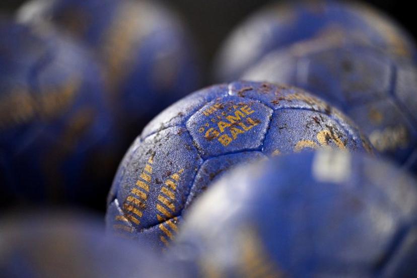 Official balls are pictured prior the women's Handball Olympic qualifying match between Montenegro and Slovenia in Neu-Ulm, southern Germany on April 14, 2024. Kirill KUDRYAVTSEV / AFP