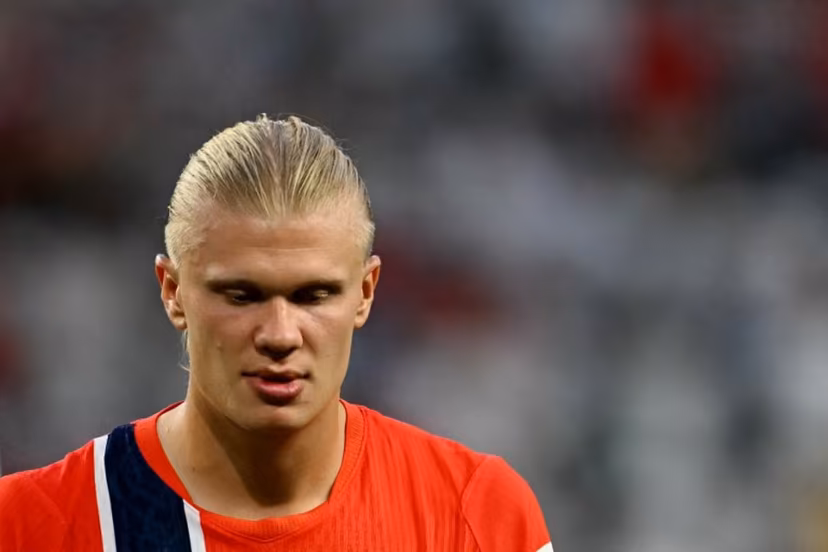 Norway's forward #09 Erling Braut Haaland reacts after losing the 2026 World Cup football tournament quarter-final match between Norway and England at Miami Stadium in Miami Gardens on July 11, 2026. CHANDAN KHANNA / AFP