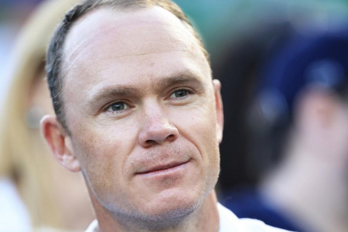 Kenyan-British cyclist Chris Froome looks on as he attends the Monte Carlo ATP Masters Series Tournament semi final tennis match between Norway's Casper Ruud and Serbia's Novak Djokovic on the Rainier III court at the Monte Carlo Country Club on April 13, 2024. Valery HACHE / AFP