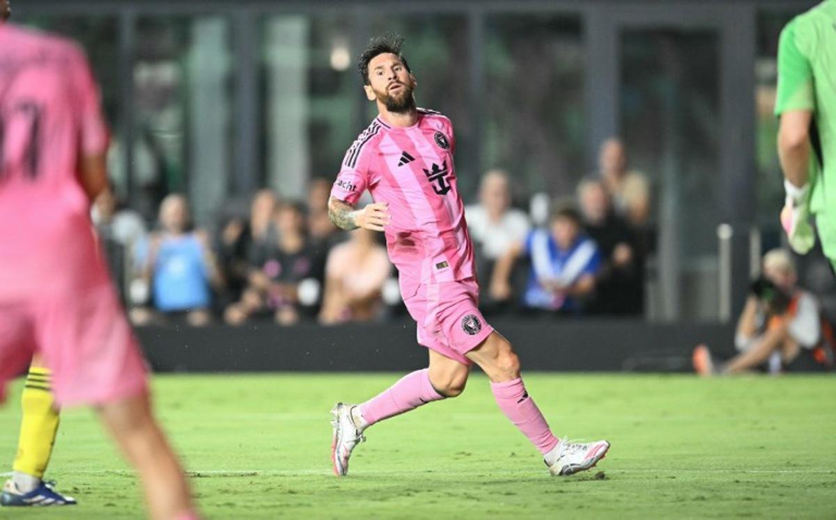 Inter Miami's Argentine forward #10 Lionel Messi reacts after missing a pass during the Major League Soccer (MLS) regular season soccer match between Inter Miami CF and Nashville SC at Chase Stadium in Fort Lauderdale, Florida on July 12, 2025. CHANDAN KHANNA / AFP