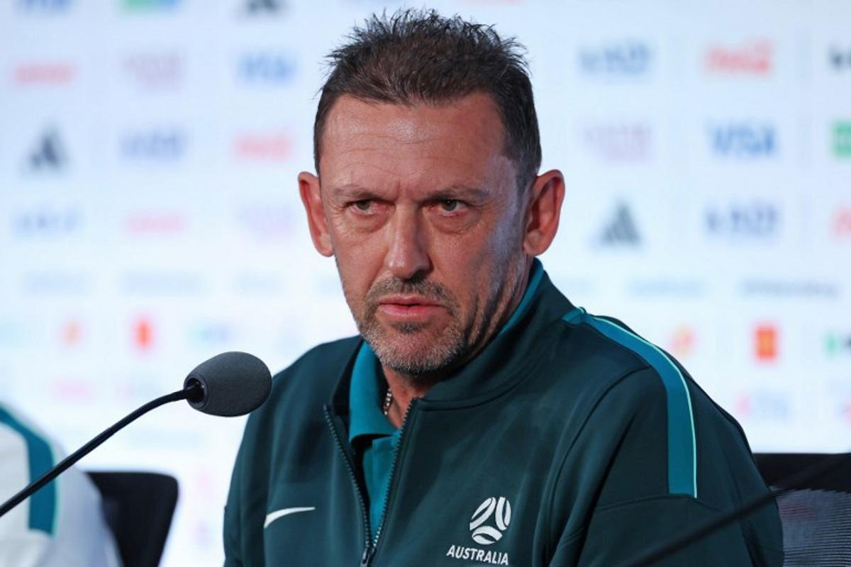 Australia's head coach Tony Popovic attends a press conference in Dallas, on July 2, 2026, ahead of their match against Egypt, during the 2026 World Cup football tournament. Thomas COEX / AFP