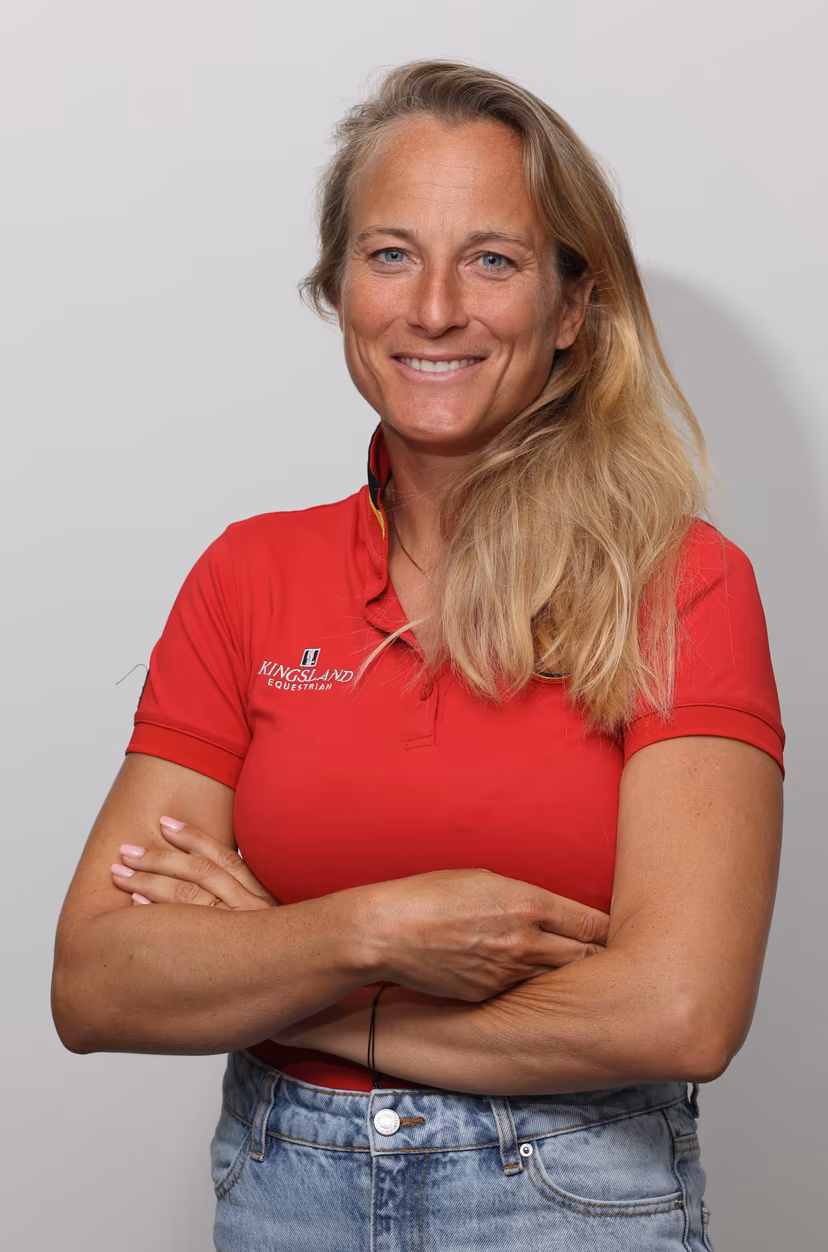 Belgian Lara de Liedekerke poses for the photographer during a press moment of the 'Red Musketeers' riders that will compete at the upcoming World Championships, on Monday 27 July 2026 in Zaventem. The FEI World Championships will take place in Aachen, Germany from 11 to 23 August. BELGA PHOTO VIRGINIE LEFOUR
