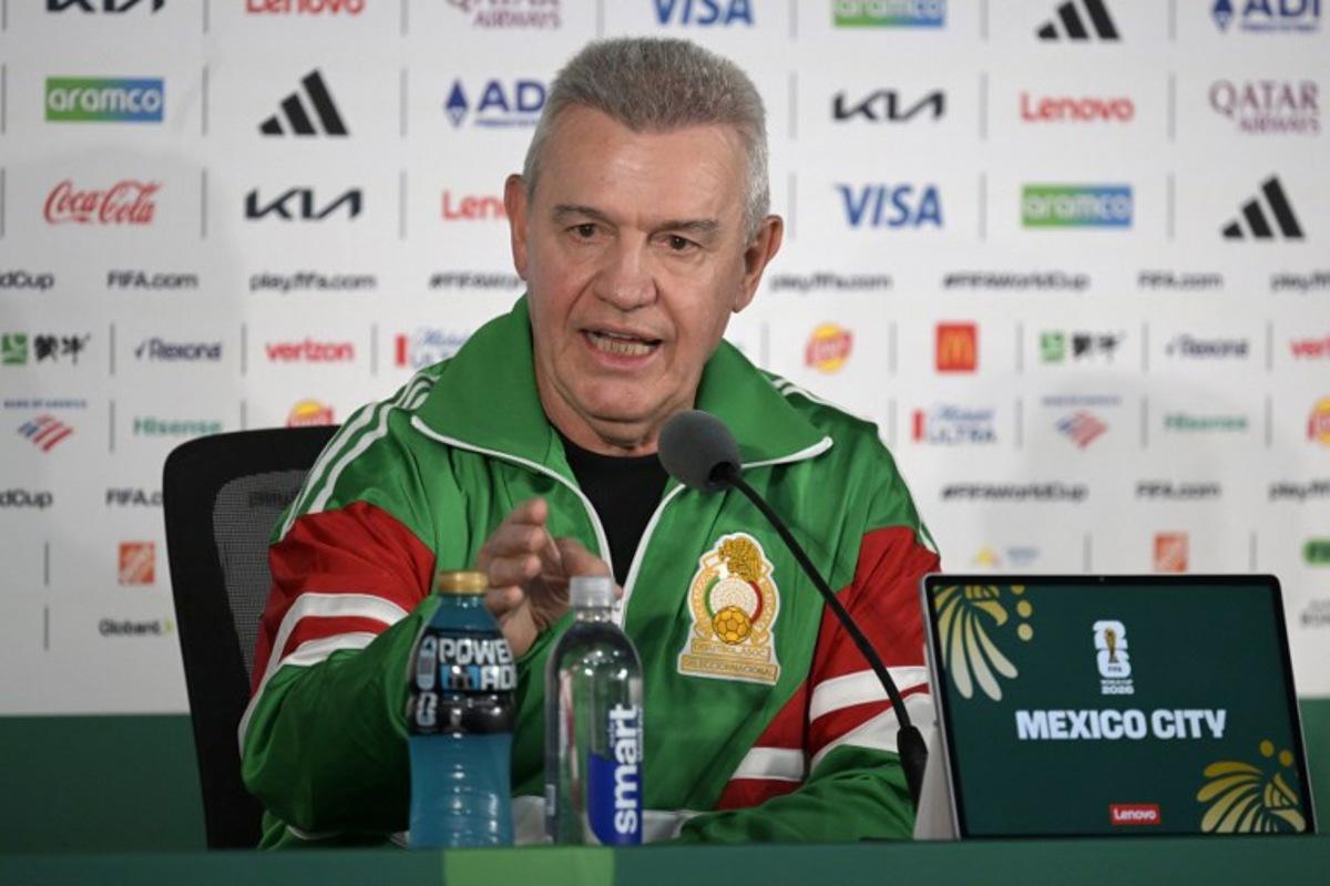 Mexico's head coach Javier Aguirre gives a press conference at the Mexico City Stadium in Mexico City on June 10, 2026, on the eve of the 2026 World Cup football match between Mexico and South Africa. Alfredo ESTRELLA / AFP
