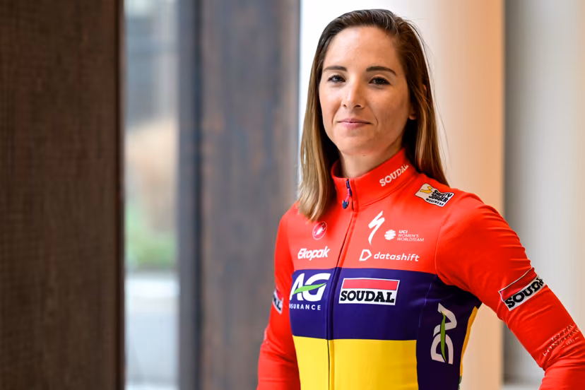 Mauritian Kim Le Court-Pienaar poses for the photographer at the presentation of the AG Insurance-Soudal women's team, on Tuesday 24 February 2026, in Brussels. BELGA PHOTO DIRK WAEM
