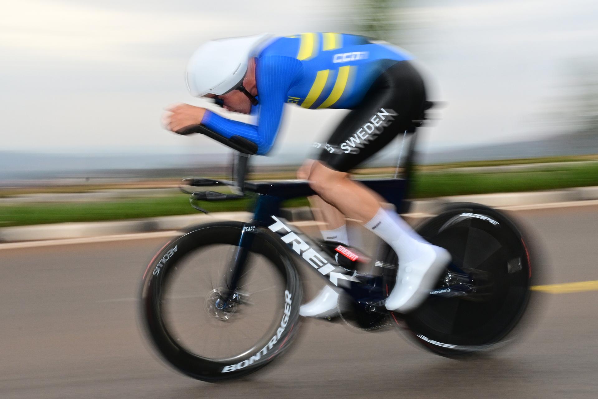 Swedish Jakob Soderqvist pictured in action during the Men U23 Individual Time Trial race (31,2km) at the cycling road world championships, in Kigali, Rwanda, Monday 22 September 2025. The 2025 UCI Road World Championships take place from 21 to 28 September in Kigali, Rwanda. BELGA PHOTO DIRK WAEM