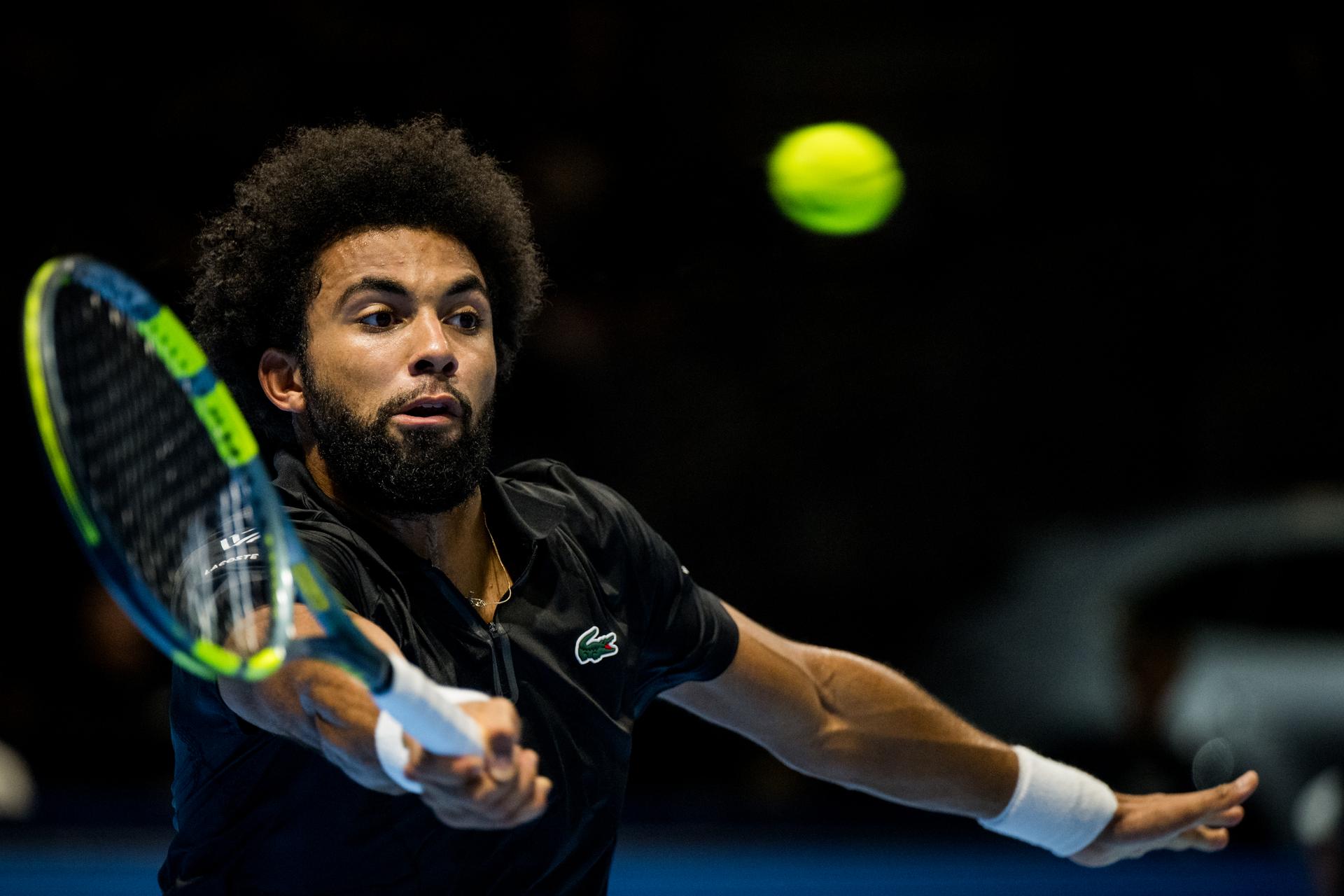 Arthur Fils of France pictured in action during the European Open ATP tennis tournament in Brussels, on Friday 23 October 2026. This year's edition of the tournament is taking place from 17 to 25 October BELGA PHOTO JASPER JACOBS