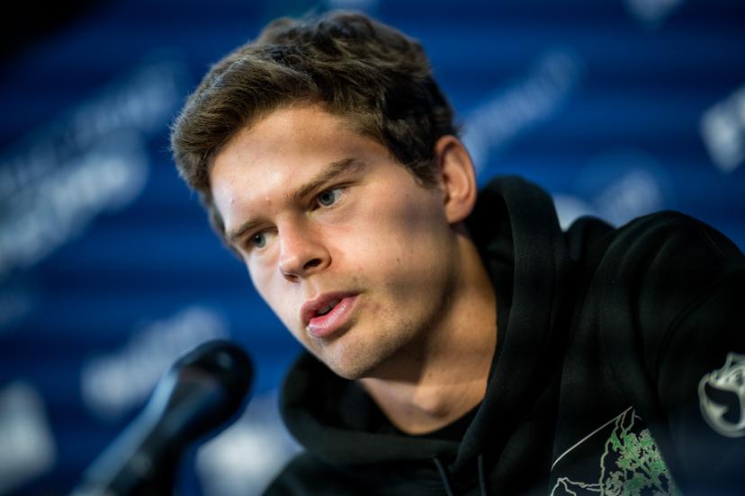 Alexander Blockx of Belgium talks to the press during the European Open ATP tennis tournament in Brussels, on Monday 19 October. This year's edition of the tournament is taking place from 17 to 25 October BELGA PHOTO JASPER JACOBS